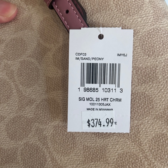 NWT‼️Coach Women Mollie Tote Bag 25 In Signature Canvas With Heart Charm CDF03 - Picture 5 of 6